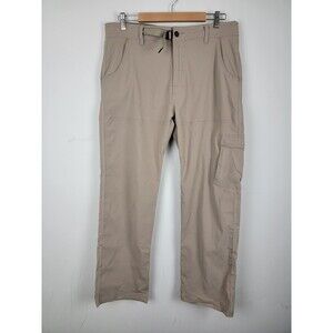 Prana Zion Pants Mens Large LRGx32L Tan Cargo Stretch Hiking Outdoors Gorpcore